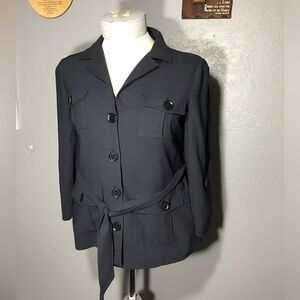 The Limited Women’s Blazer Black Button Down Belted Rolled Sleeve Size L